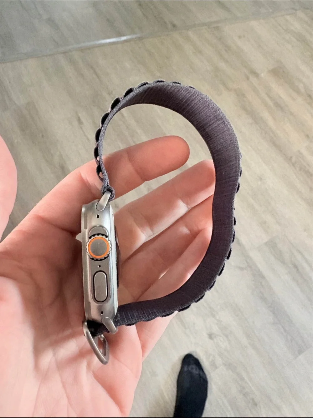 Apple Watch Ultra Titanium Case with Gray Nylon Loop